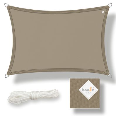 hanSe Sonnensegel Schattensegel UV-Schutz 2x4m Rechteck Taupe wasserabweisend