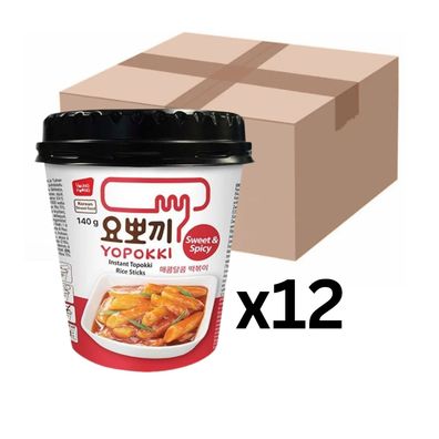 12er-Pack Yopokki Reiskuchen Tteokbokki Topokki Sweet & Spicy Cup 140g