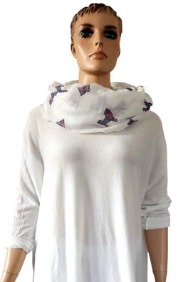 Blogger Loop Schal Halstuch Schlauchschal Baumw. Viskose Hundeprint Weiß/Grau