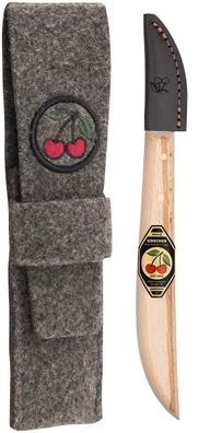 Kirschen Kerbschnitzmesser in Filztasche 3358000 + Filztasche 3306000