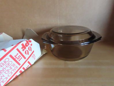 Auflaufform Mikrowellengeschirr Rauchglas Glas 8cm hoch Arcopal