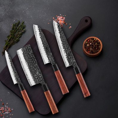 Custom Hand-Forged Damascus Chef Knife Set of 5 | Professional Kitchen 5-Piece Set