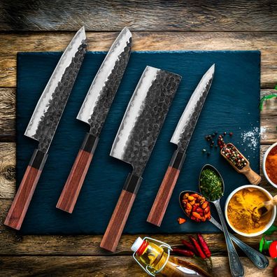 5-Piece Handmade Damascus Steel Knife Set | Professional Chef Knife Set With Sheath