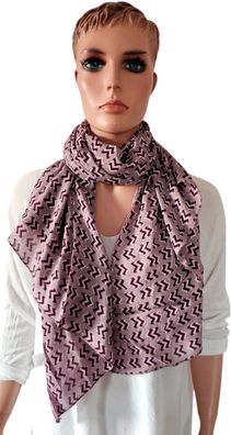Italy Blogger Schal Halstuch Stola asymetrisch Seide Baumwolle Zickzack Altrosa