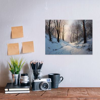 Leinwandbild Wald Winter Natur Weiß Leinwand Bilder Wanddeko Wohnzimmer Schlafzimmer