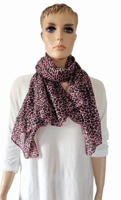 Italy Blogger Schal Tuch Halstuch Seide/Baumwolle Leoprint Rosa/Braun/Schwarz