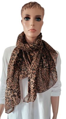 Italy Blogger Schal Tuch Halstuch Animal Seide/Baumwolle Leoprint Braun/Schwarz