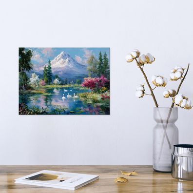 Leinwandbild Wald Winter Natur Weiß Leinwand Bilder Wanddeko Wohnzimmer Schlafzimmer