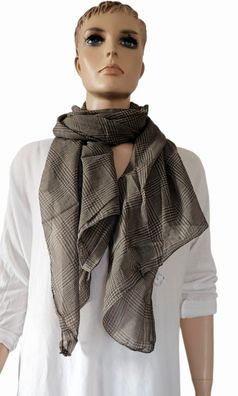 Italy Blogger Schal Halstuch Scarf Seide/Baumw. asymetrisch Karoprint Braun