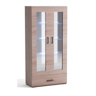 Kora Zweitürige Vitrine für das Wohnzimmer Regale + Schublade