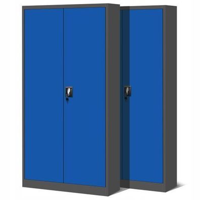 2er Set Aktenschrank Metallschrank Büroschrank 195 cm x 90 cm x 40 cm Anthrazit/Blau