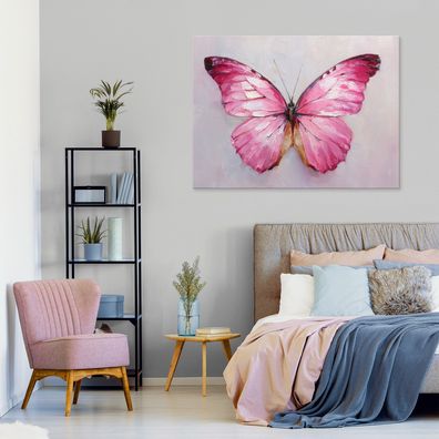 Leinwandbild Schmetterling Weiß Rosa Leinwand Bilder Wanddeko Wohnzimmer Schlafzimmer