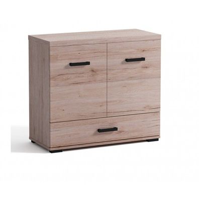 Kora Kommode mit Einlegeböden 90 cm für das Wohnzimmer 3 Farben-Weiss, Eiche Sonoma,