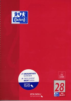 OXFORD Collegeblock A4 kariert 80 Blatt gelocht Lineatur 28