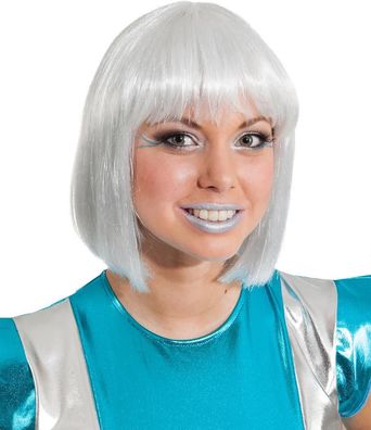 Perücke Space-Girl weiß silber