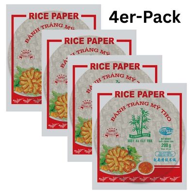 4er-Pack BAMBOO TREE Reispapier Frühlingsrolle Rund 22cm 200g