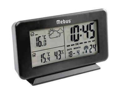 MEBUS Funk-Wetterstation 4x13x8cm kabellos schwarz