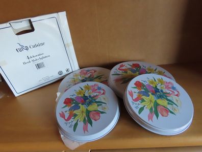 Herdabdeckplatten weiß mit Blumen 4-er Set 2x 20cm Ø + 2x 16 cm Ø