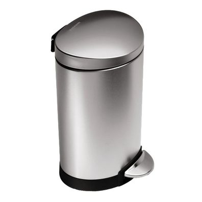 Treteimer halbrund, Edelstahl gebürstet, 6 Liter, fingerabdrucksicher