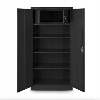 Aktenschrank mit Geheimfach Metallschrank Stahlblech 185x90x45 cm schwarz