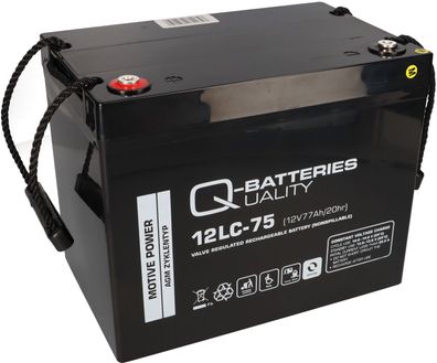 B-Ware Q-Batteries 12LC-75 / 12V - 77Ah Blei Akku Zyklentyp AGM - Deep Cycle VRLA