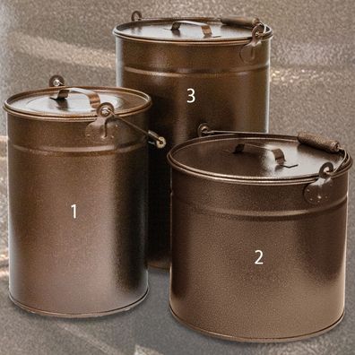 Ascheeimer Metalleimer Kohleeimer verzinkt Pulverlack Kupfer-Antik Made Germany