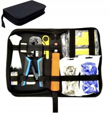 Rosfix Set Netzwerkwerkzeug 10in1 – RJ45 Crimpzange Tester | 9V, LSA, Tasche