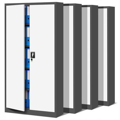 4er Set Aktenschrank Metallschrank Büroschrank 185 cm x 90 cm x 40 cm Anthrazit/Weiß