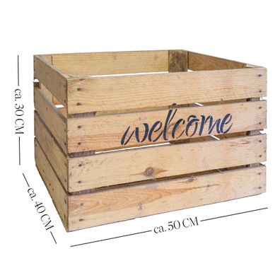 Obstkiste Johanna Welcome Dekokiste Willkommen Weinkiste Apfelkiste Aufbewahrungs