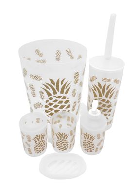 Badezimmer-Set Toilettenbürste Seifenspender Zahnputzbecher Seifenschale