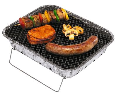 Einmal Grill 600g Holzkohle Alu Einweggrill Kohle Grillen Picknickgrill Camping