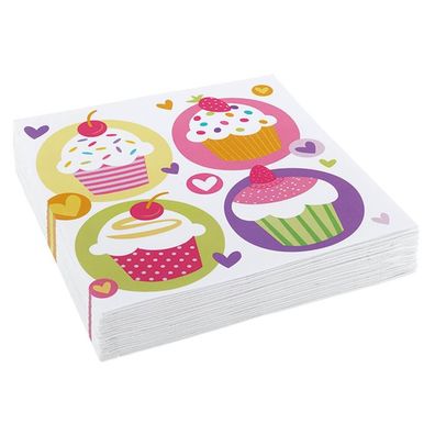 Amscan 20 Cupcake Servietten 33 x 33cm Party Fest Deko Geburtstag Sweets Muffin
