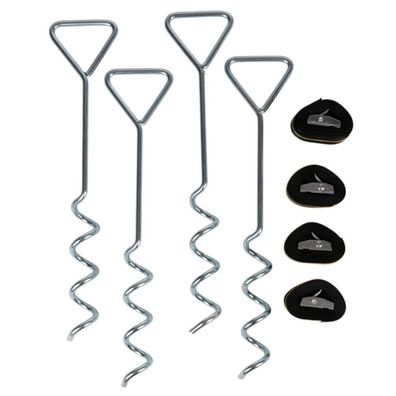 4 x Bodenanker verzinkt 8-teilig mit Spanngurten Erdnägel Erdanker Spiralanker