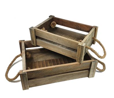 Deko-Holzkisten 2er-Set Dekokiste Holzbox Obstkiste Weinkiste Aufbewahrung Sabby