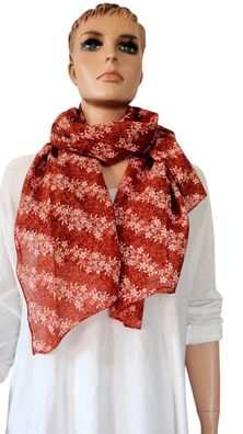 Italy Blogger Schal Tuch Halstuch Seide/Baumw. asymetrisch Blumenprint Terrakotta