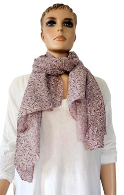 Italy Blogger Schal Halstuch Seide/Baumw. asymetrisch kleiner Blätterprint Altrosa