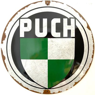 Puch Logo Blechschild 35 cm rund und Motiv geprägt