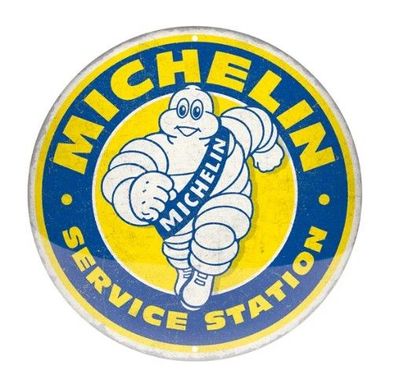 Michelin Logo Blechschild 35 cm rund und Motiv geprägt