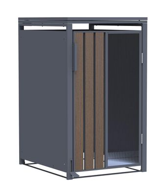 Mülltonnenbox Holzoptik mit Plexiglas für 1 Mülltonne 240L 68x80x116cm Pedal