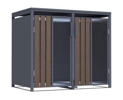 Mülltonnenbox Holzoptik mit Plexiglas für 2 Mülltonnen 240L 132x80x116cm Pedal