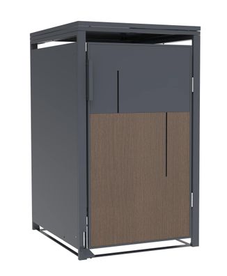 Mülltonnenbox Anthrazit mit Holzoptik für 1 Mülltonne 240L 68x80x116cm Pedal