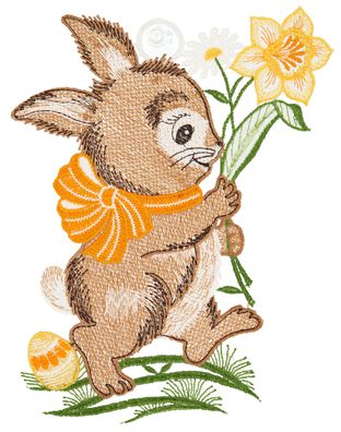 Fensterbild Ostern Plauener Spitze Fensterdekoration Osterhase Osterglocke 22 cm