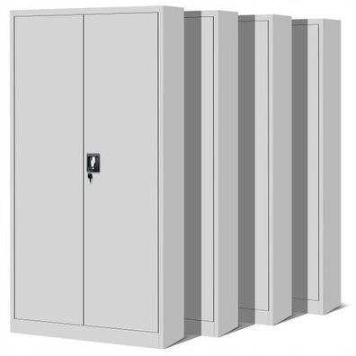 4er Set Aktenschrank Metallschrank Büroschrank 195 cm x 90 cm x 40 cm FarbeGrau