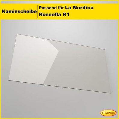 Kaminglas passend für La Nordica Rossella R1 ohne/mit Dichtungsset Ofenscheibe plan