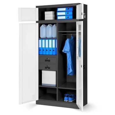 Mehrzweckschrank Aktenschrank Büroschrank Lagerschrank 185x 90 x 50 cm anthrazit/weiß