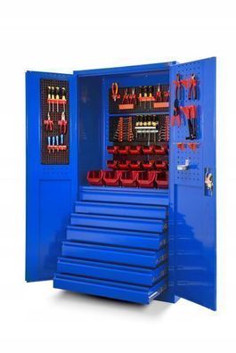 Robuster Werkstattschrank TC007 - 185x92x50cm Blau RAL 5017