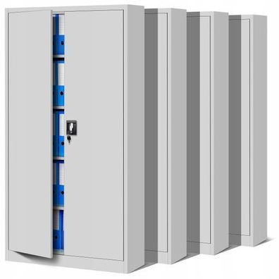 4er Set Aktenschrank Metallschrank Büroschrank 185 cm x 90 cm x 40 cm Grau