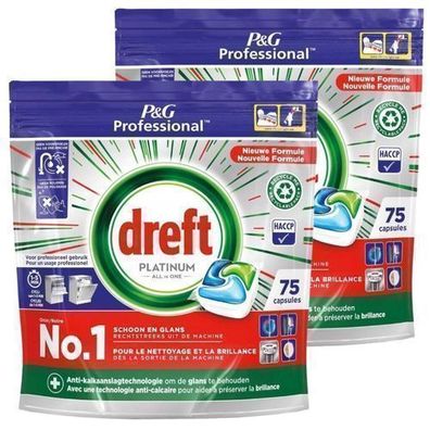 Dreft Platinum Geschirrspülkapseln 2x 75 Stück - All-in-One Reinigungskraft