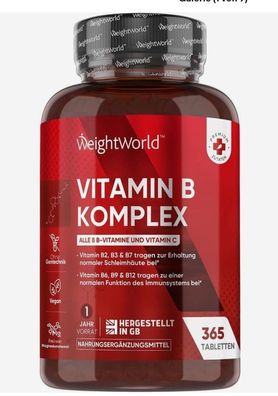 Vitamin B Komplex mit Vitamin C- 365 Tabletten-Alle 8 B-Vitamine & 1 Jahr Vorrat