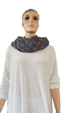 XL Loop Schal Halstuch Schlauchschal Baumwolle Viskose Paisleyprint Dunkelblau